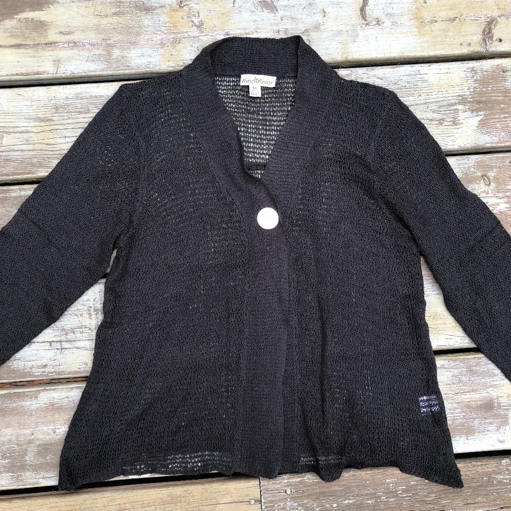 WIND RIVER open knit shell button cardigan - Picture 2 of 5
